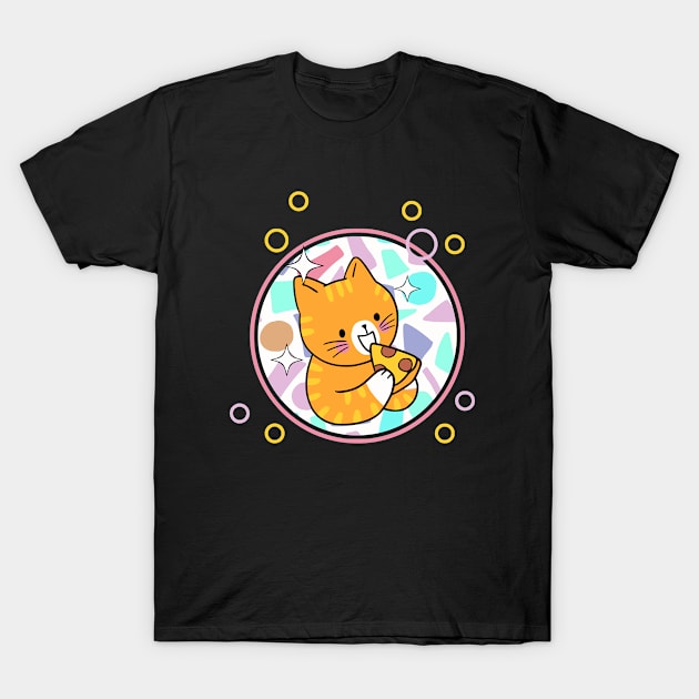 Cute Cat Eating Pizza Pizza Lover Cat Lover T-Shirt by Odetee